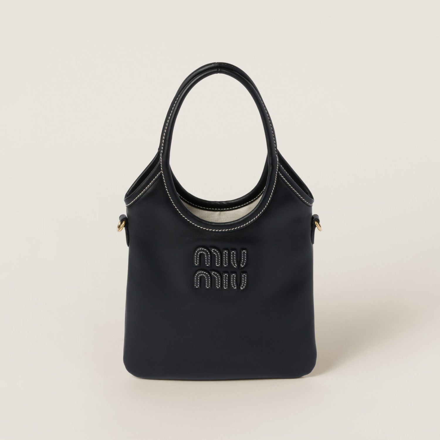MiuMiu IVY Women's Solid Colour Embroidered Letter Print Canvas and Leather Handbag Tote Bag Bags #76817