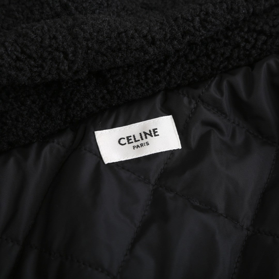 Celine Women's and Men's Embroidered Suede Padded Jacket stylish And Simple Wool And Cotton Jacket #332441