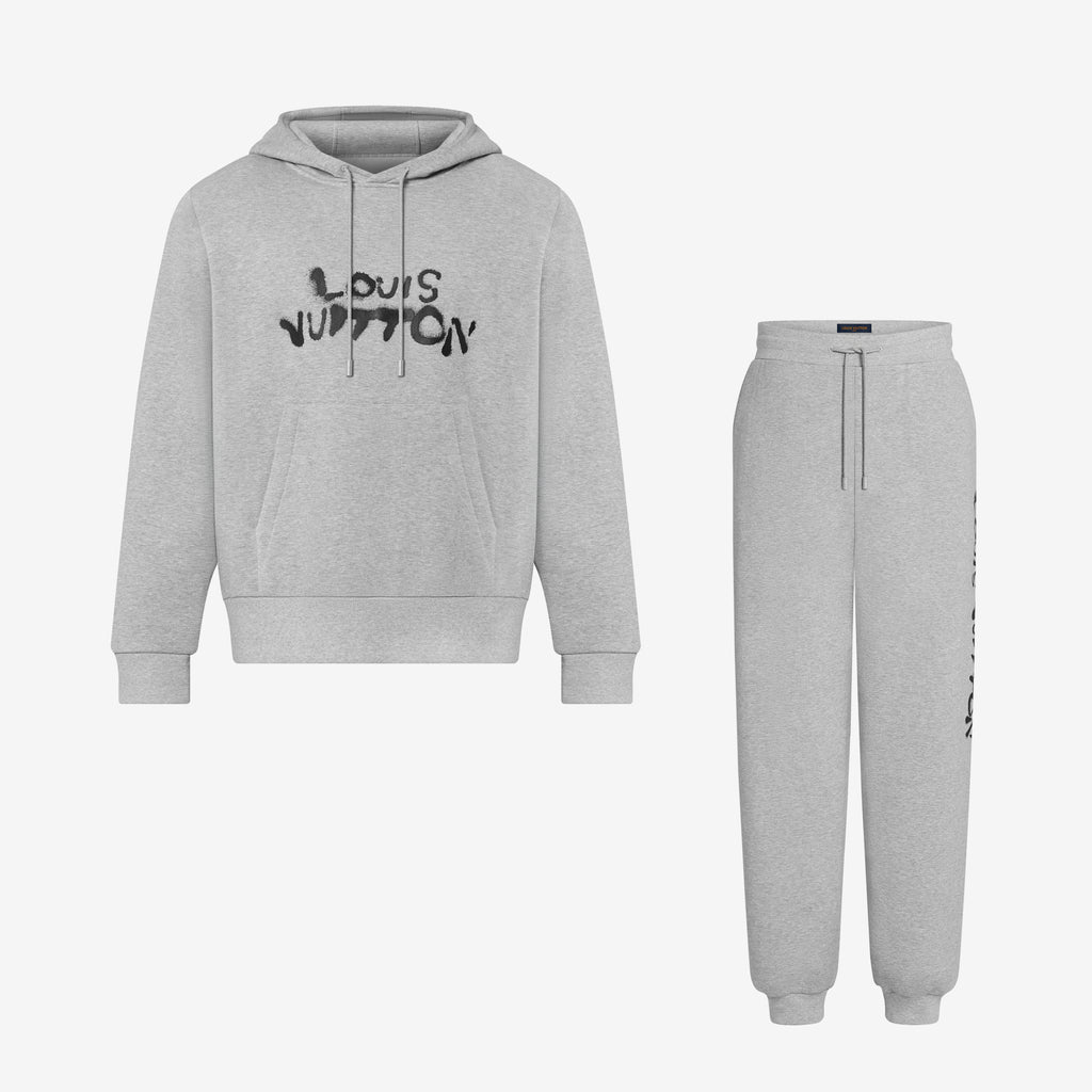 Louis Vuitton WORKING MAN Men's Spring/Fall Casual Fashion Solid Color Hooded Sweatshirt  Printed Solid Color Relaxed Fit Elastic Waist Pants Suit Set #78693