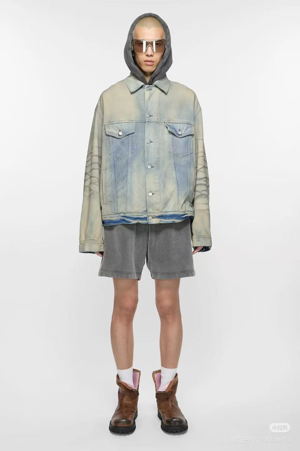 Acne Studios Men's Women's Fall And Winter Light Blue Dirty Vintage Washed Denim Jacket Fashion Casual Straight Jeans Pants Suit Set Ngvp #2652