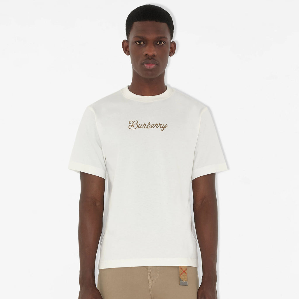 Burberry Men's Summer Solid Color Letter Print Round Neck Cotton Short Sleeve T-Shirt #75517