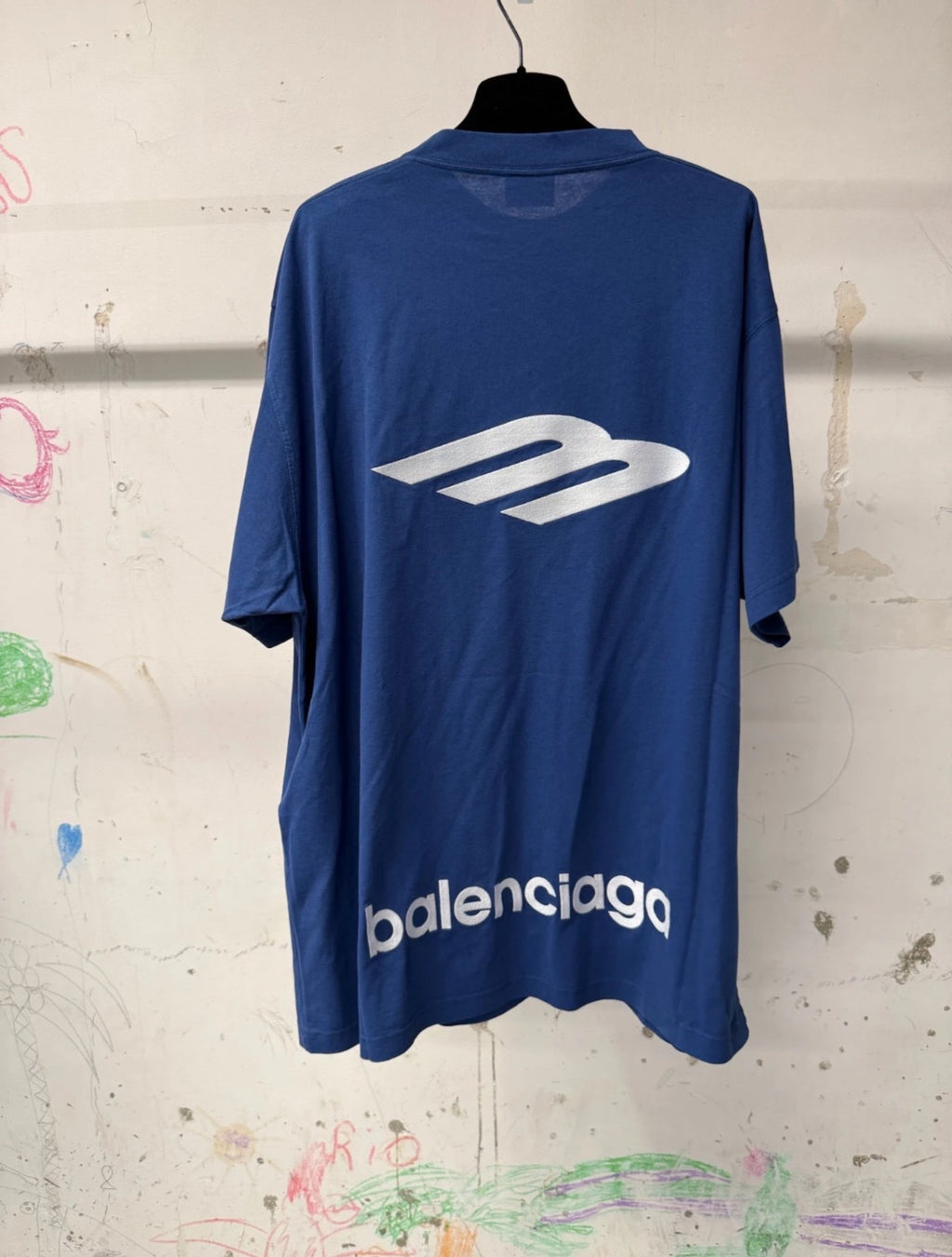 Balenciaga 3b Sports Icon Oversized T-shirt Light Marine Blue White #335833