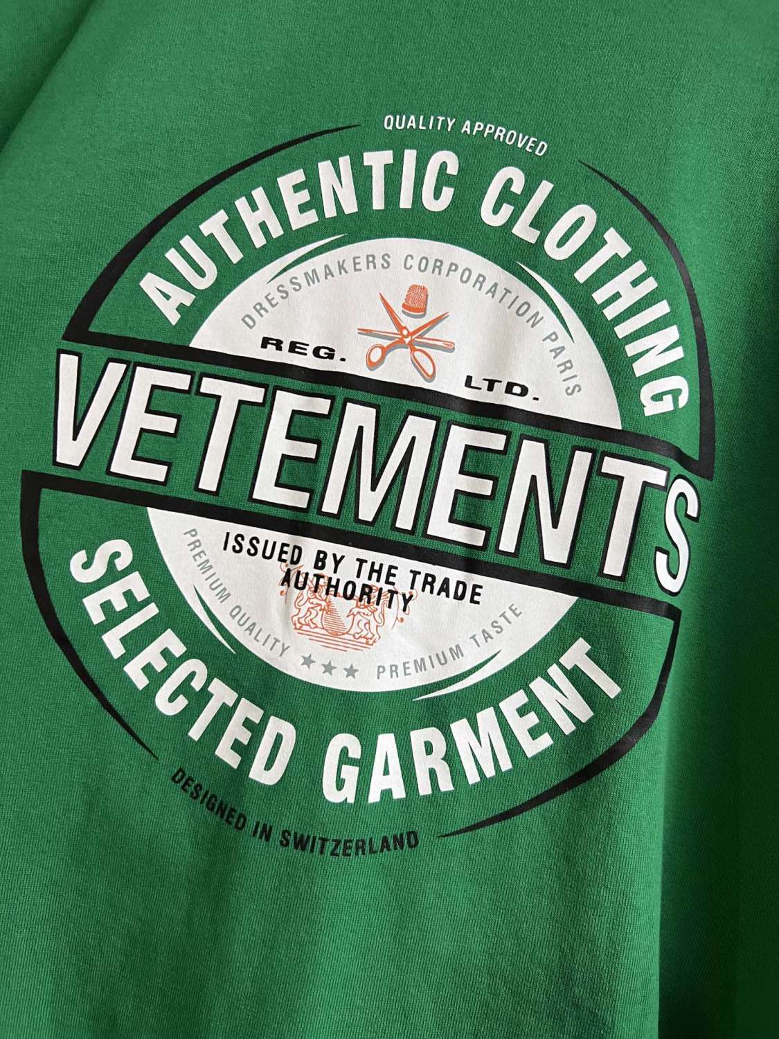 Vetements Men's Summer Logo Pattern Printing Casual Green Loose Round Neck Short Sleeve T-Shirt #71599