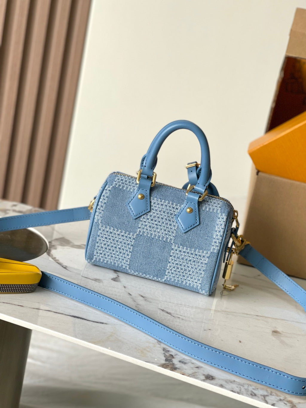 Louis Vuitton Speedy 18 Bandoulière Handbag Men's Women's Denim Bag Mini Handbags Fashion Luxury Temperament Bags N00208  #77281