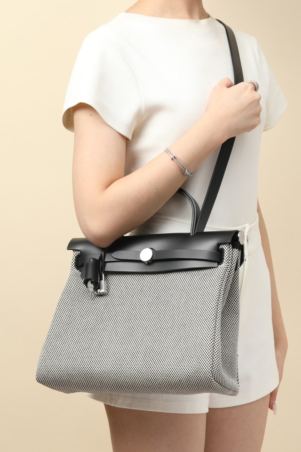 Hermes Women's Classic Fashion Solid Color Leather Saddle Buckle Lock Military Canvas Travel Tote Shoulder Bag Bags HB310180 #79122