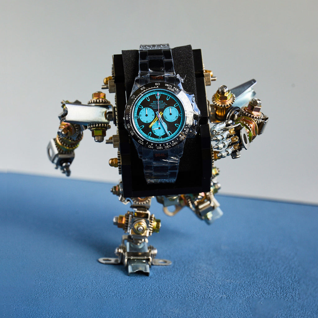 Rolex Men's Automatic Movement Modified Punk Robot Black Strap Mechanical Watch #75378