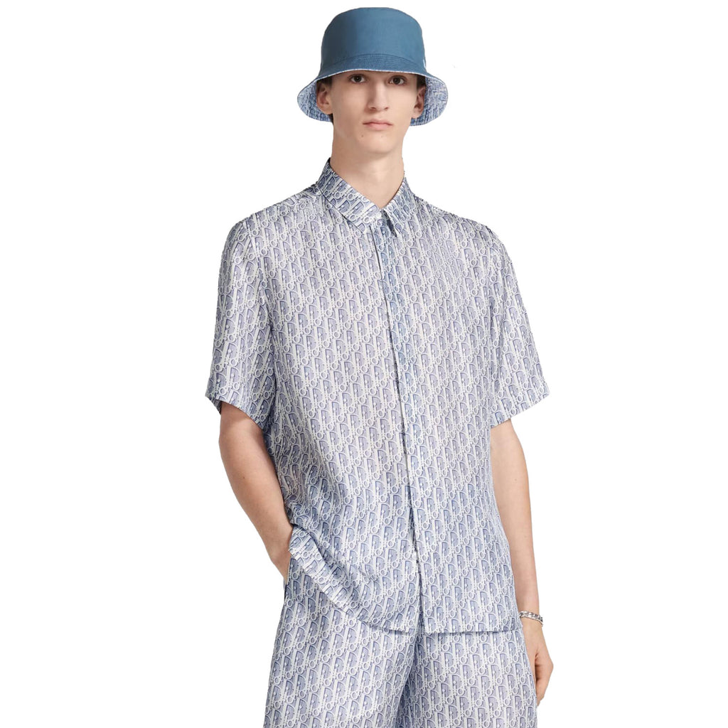 Dior Men's Spring And Summer Full Dblique Printing Logo Shirt Straight Shorts Casual Suit Set #77619