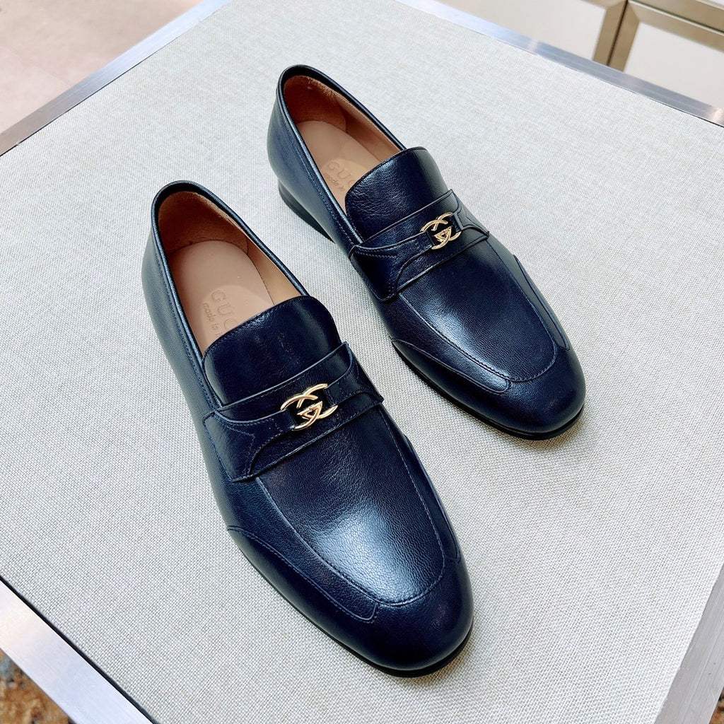 Gucci Men's & Women's Spring/Fall Fashion Casual Solid-Color Round-Toe Slip-On Leather Loafers Shoes #78667