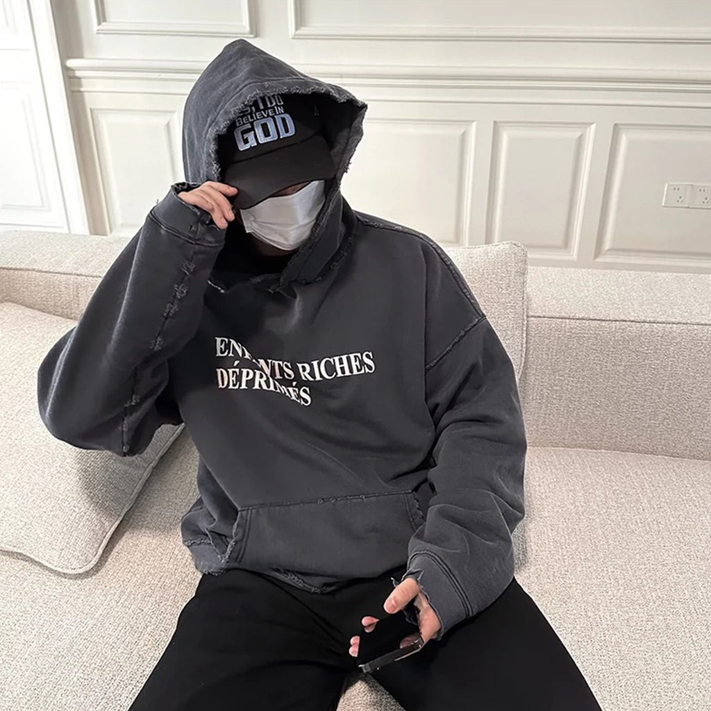 Enfants Riches Deprimes Men's Spring And Autumn Solid Color Hooded Letter Sweatshirt Casual Fashion Trend Pullover Sweatshirt Ngvp #98267