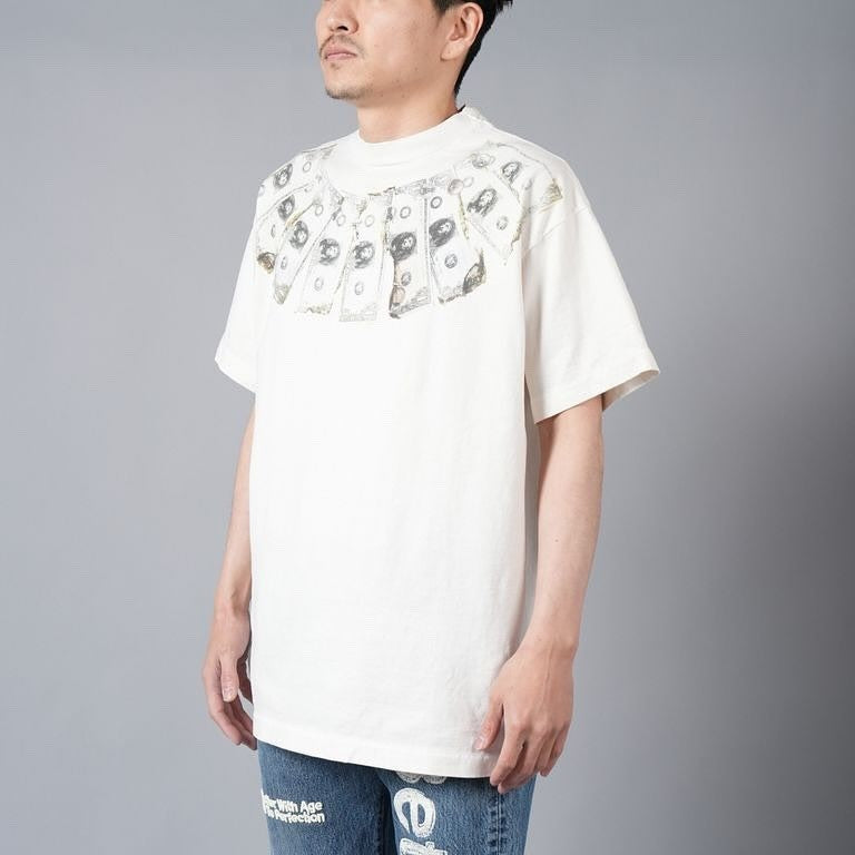 Saint Michael Men's Summer Printed Half High Neck Pullover Straight Short Sleeve Drop Sleeve T-Shirt Ngvp #8367