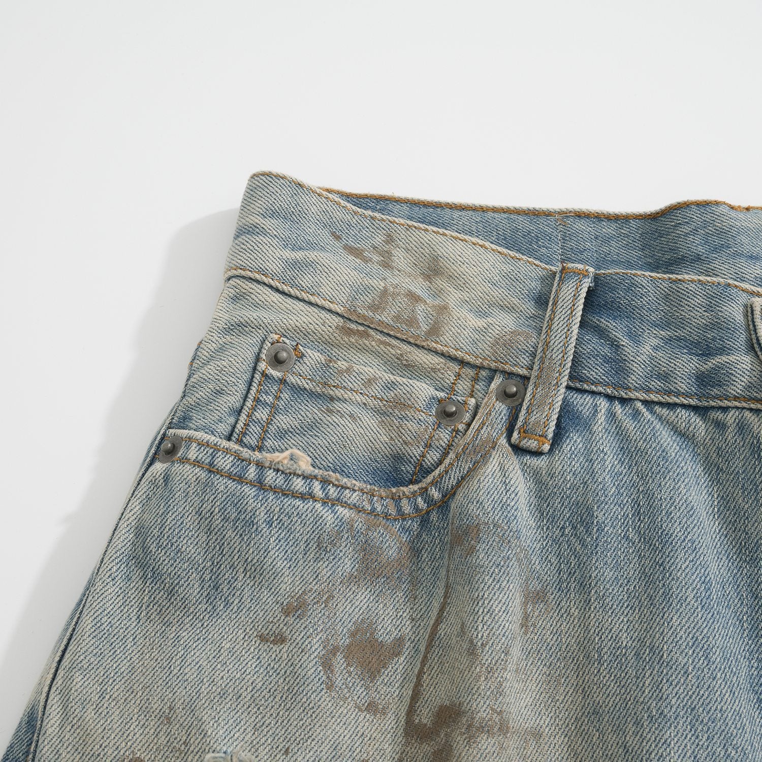 Men's Four Seasons Do Old Low Waist Zipper Closure Solid Color Cotton Loose Denim Jeans Autonomous Label-Free Casual Pants Ngvp #9922