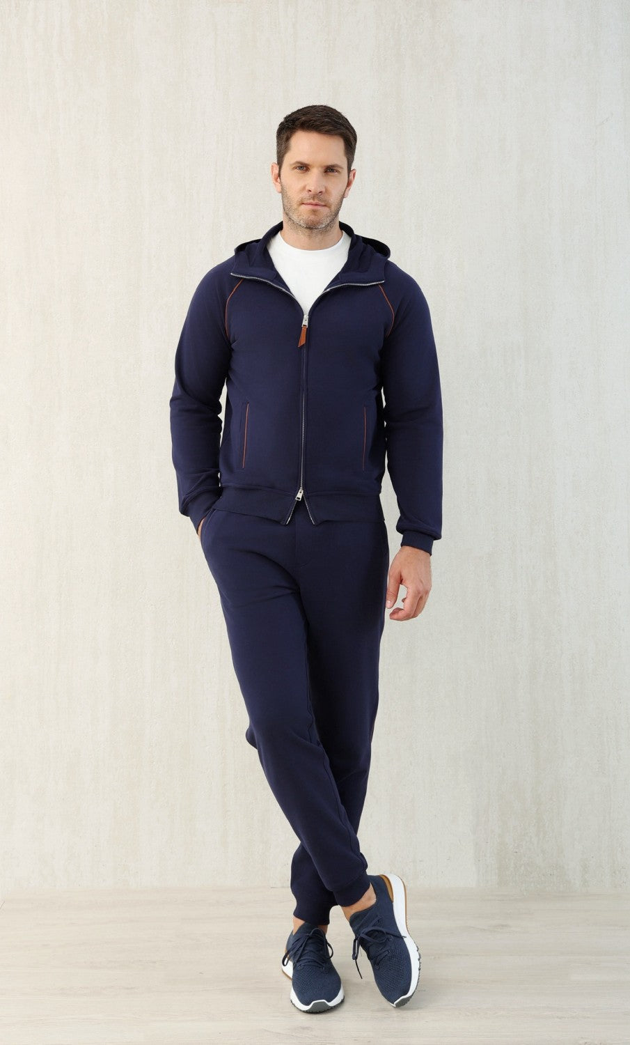 Brunello Cucinelli Men's Techno Cotton French Terry Hooded Long Sleeve Casual Athletic Sweatshirt Solid Color Zipper Spring Jacket Ngvp #1675