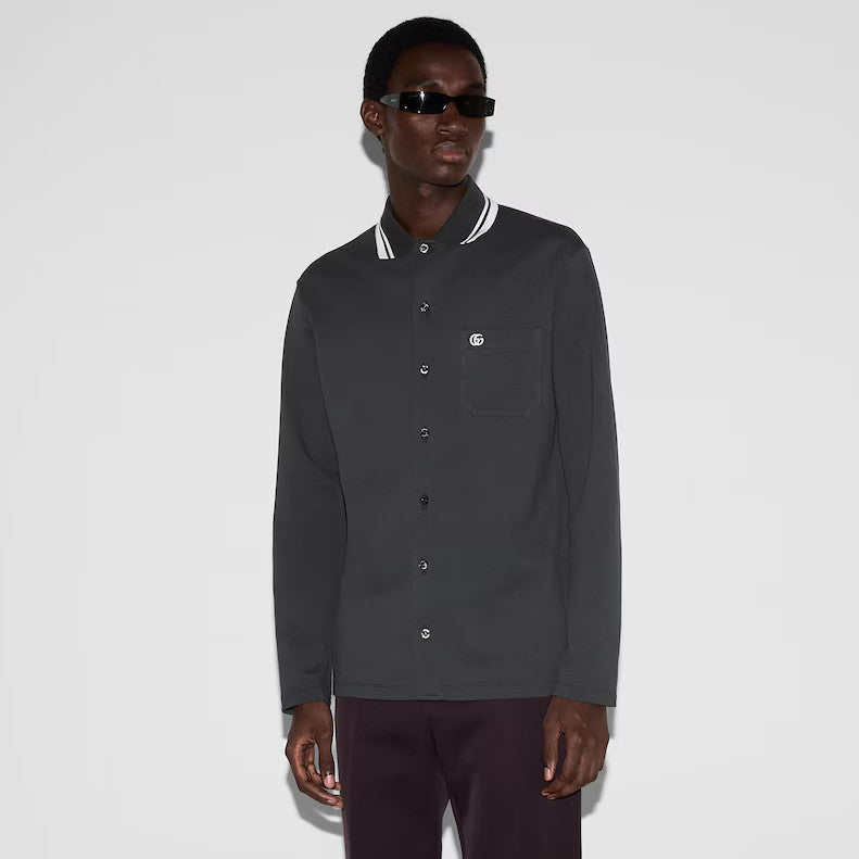 Prada Men's & Women's Spring/Fall Fashion Casual Solid Color Collared Single-Button Embroidered Polo Shirt #79128