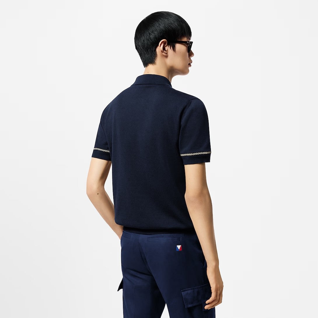 Louis Vuitton Men's Summer Short Sleeve Polo Shirt Navy Stripe Pattern T-Shirt #72891