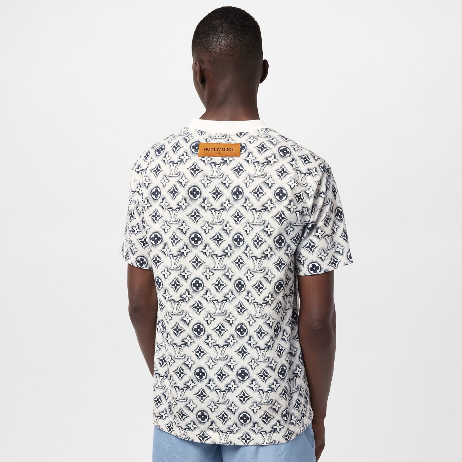 Louis Vuitton Men's Summer Logo Full Print Casual Crew Neck Cotton Short Sleeve T-Shirt #227807