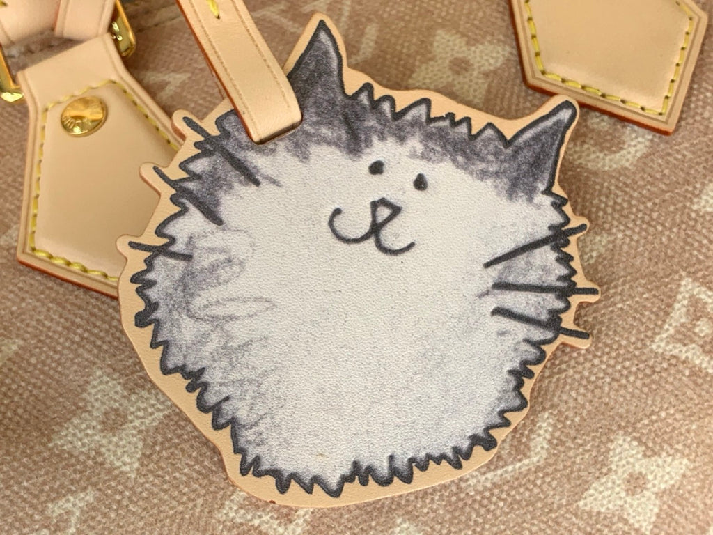 LOUIS VUITTON SPEEDY BANDOULIÈRE 20 Bag Monogram Canvas LV Travels X Grace Coddington Collaboration Series Cat shape pendant #332321