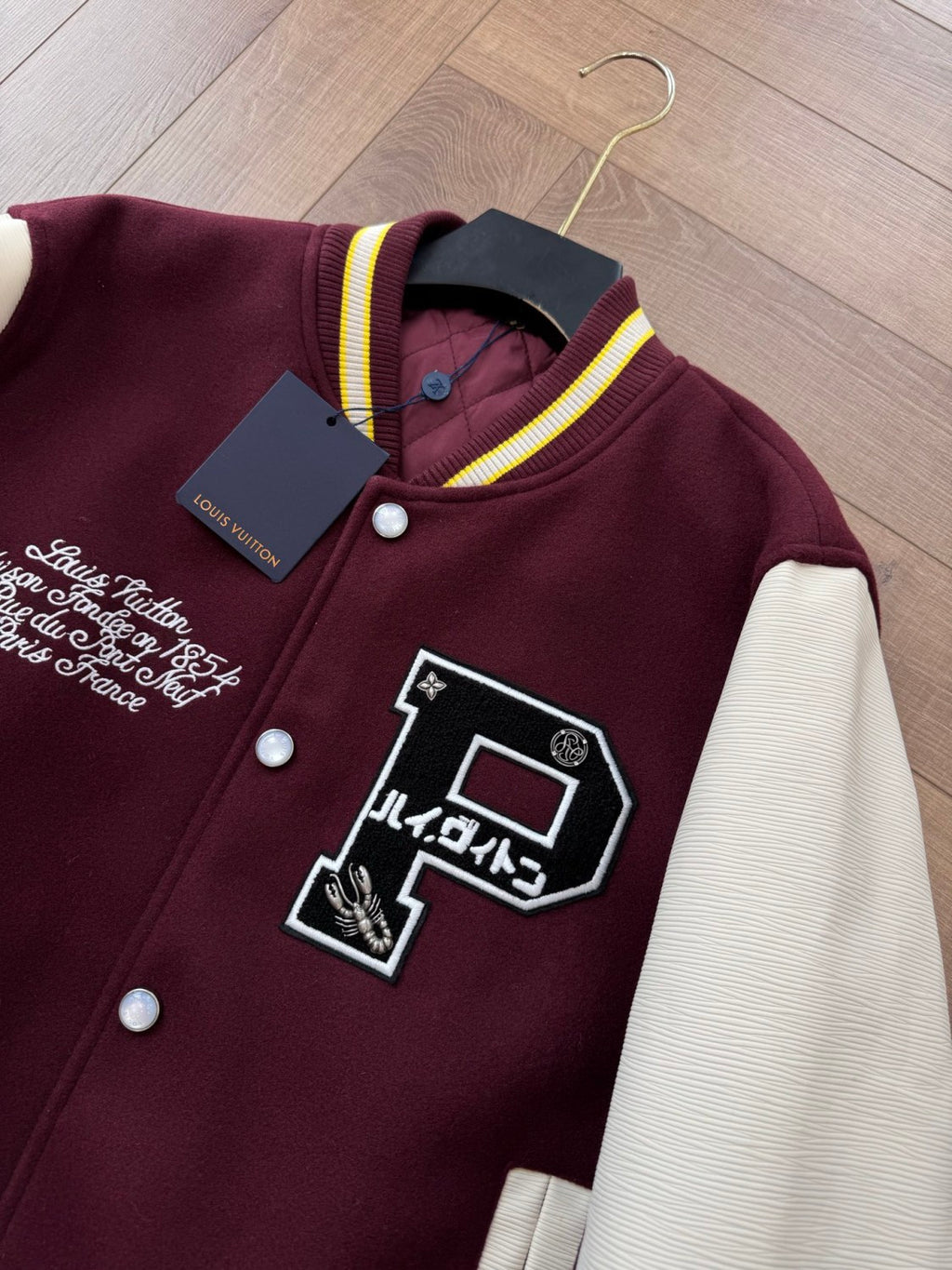 Louis Vuitton x 25FW Men's Letter Badge Printed Stand Collar Pocket Long Sleeve Baseball Uniform #332524