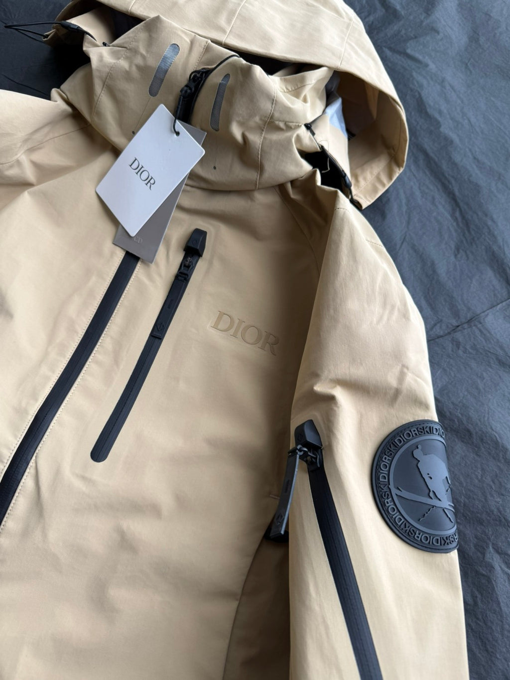 Dior Men's Autumn and Winter Solid Color Waterproof Windproof Hooded Zipper Long Sleeve Ski Suit Zipper Back Ski Pants Suit Set #74661