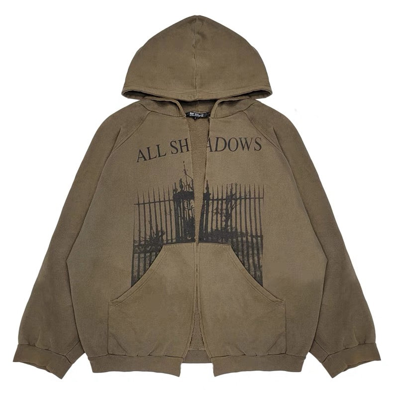 Raf Simons Men's Women's Vintage Loose Cardigan Sweatshirt Letter Printed High Street Trend Hooded Sweatshirt Jacket Ngvp #1629