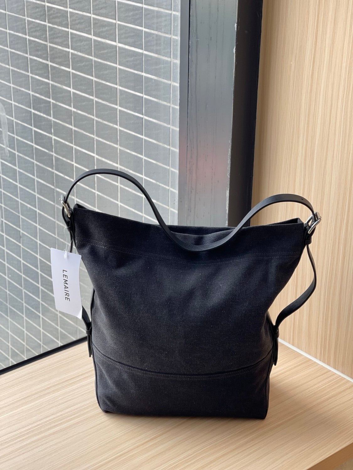Lemaire Women's Canvas Adjustable Shoulder Strap Tote Bag Fashion Trend High Street Cowboy Splicing Large Capacity Handbag Shoulder Bag Ngvp #2432