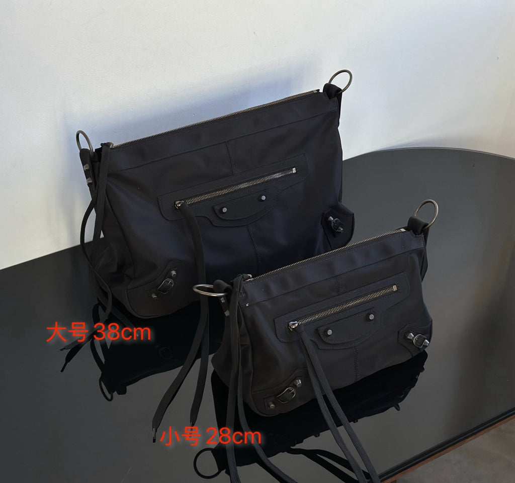 Balenciaga Men's Le City Moto Medium In Black Retro Nylon Motorcycle Bag Stylish Casual Crossbody Shoulder Bag #194664