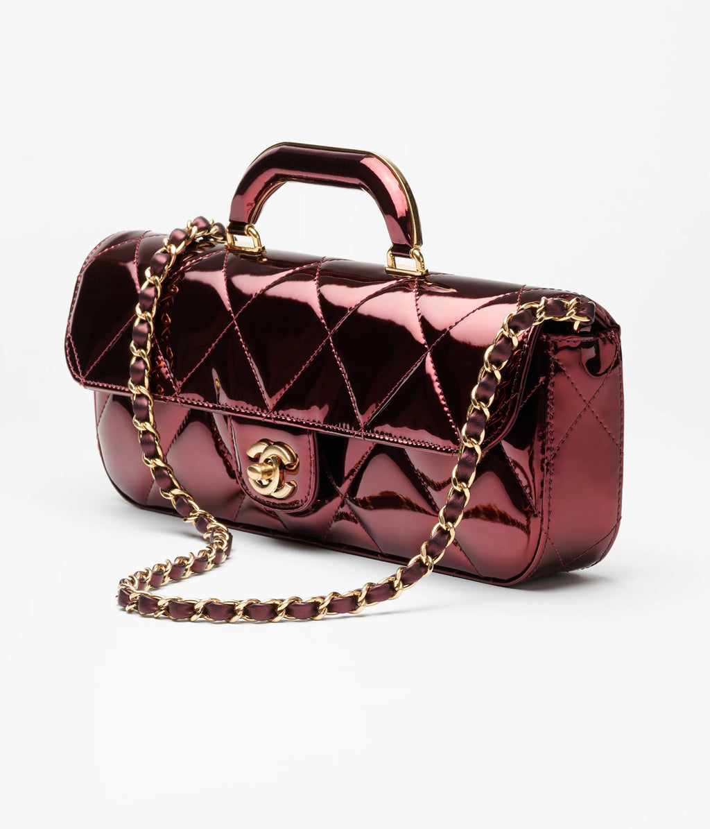 Chanel Large Flap Bag With Top Handle Women's Baguette-shaped Long Bag Refined And Elegant Crossbody Bags Metallic-colored Leather Tends To Fade Easily #81873A