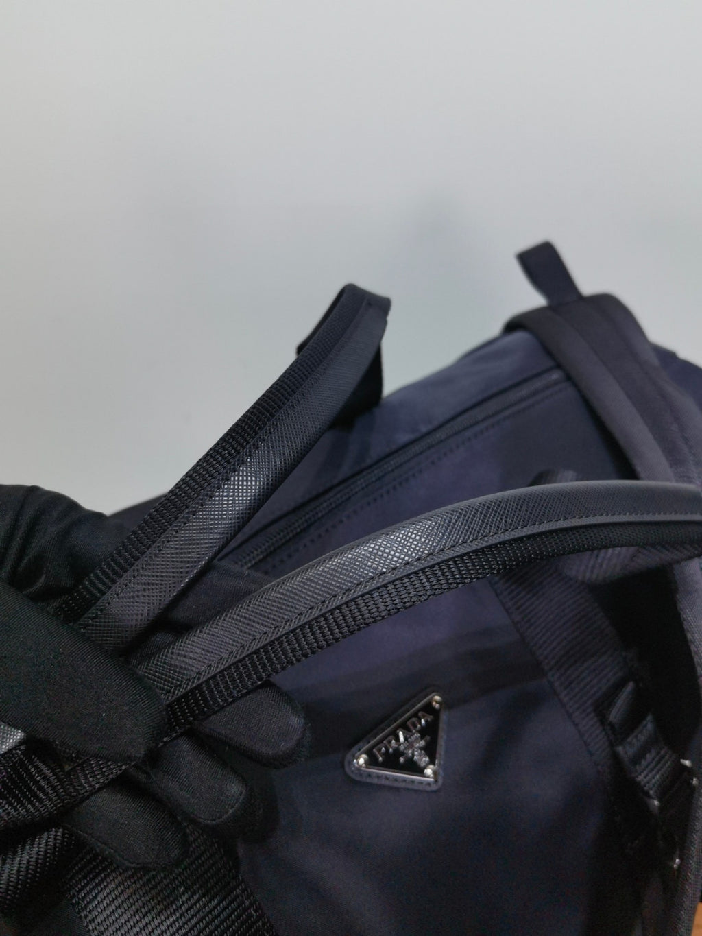 Prada Black Re-nylon and Saffiano Leather Duffle Bag #335984