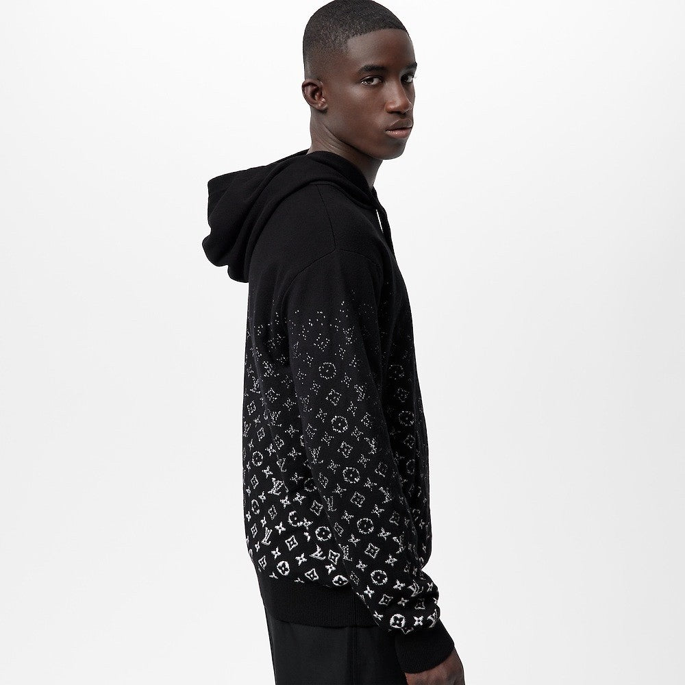 Louis Vuitton Men's Spring And Autumn Gradient Logo Knitted Hoodie Fashionable And Casual Drawstring Sweater  #95123