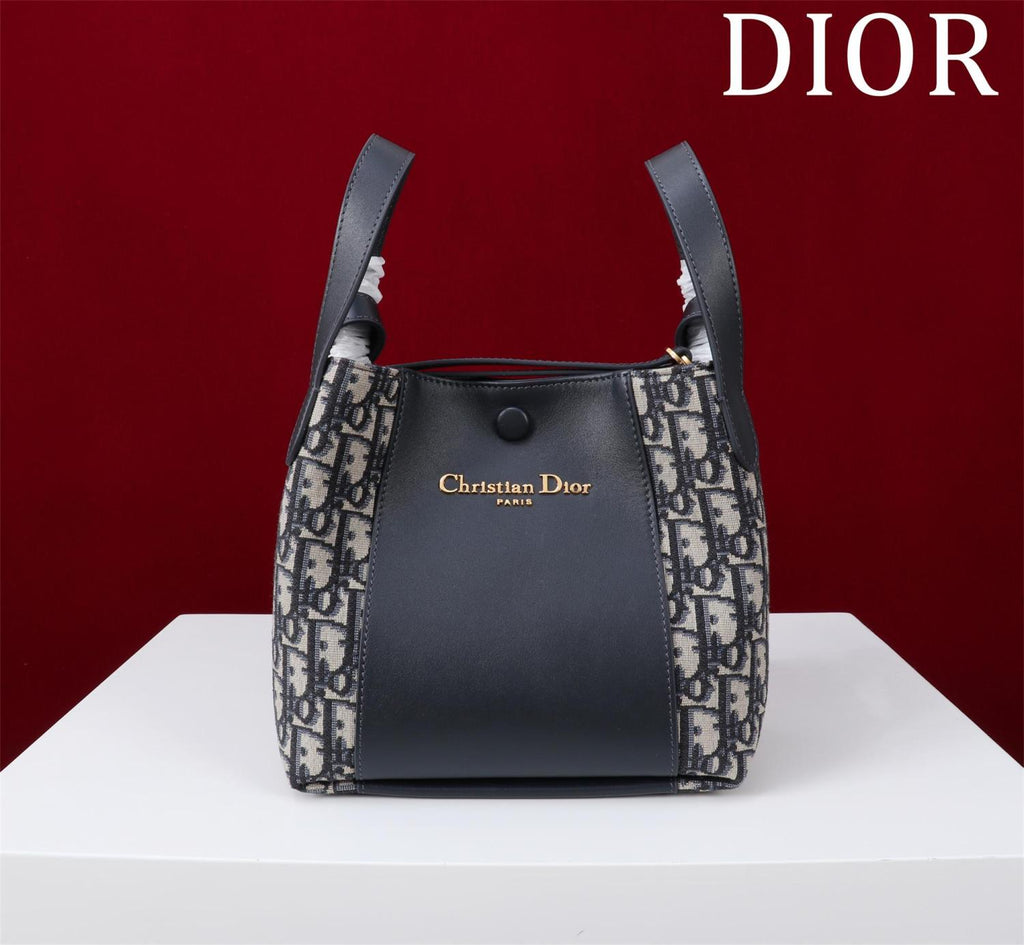 Dior Women's Solid Color Tweed & Leather Tote Shoulder Bag Bags #75973