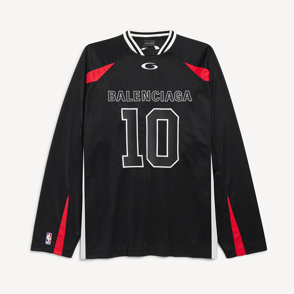 Balenciaga Men's Balenciaga NBA Collaboration Oversized Long Sleeve T-shirt in Black Multicolor #377156