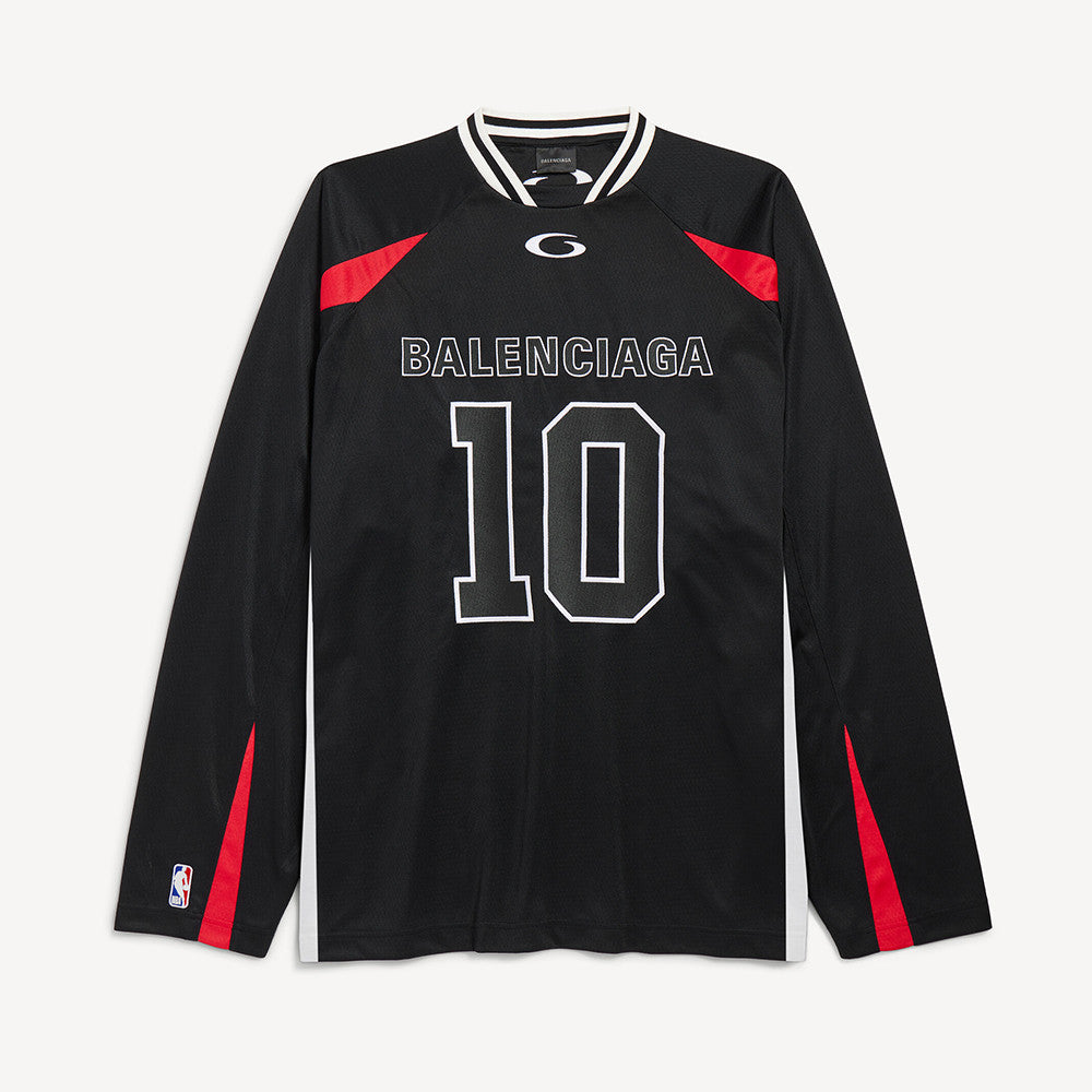 Balenciaga Men's Balenciaga NBA Collaboration Oversized Long Sleeve T-shirt in Black Multicolor #377156