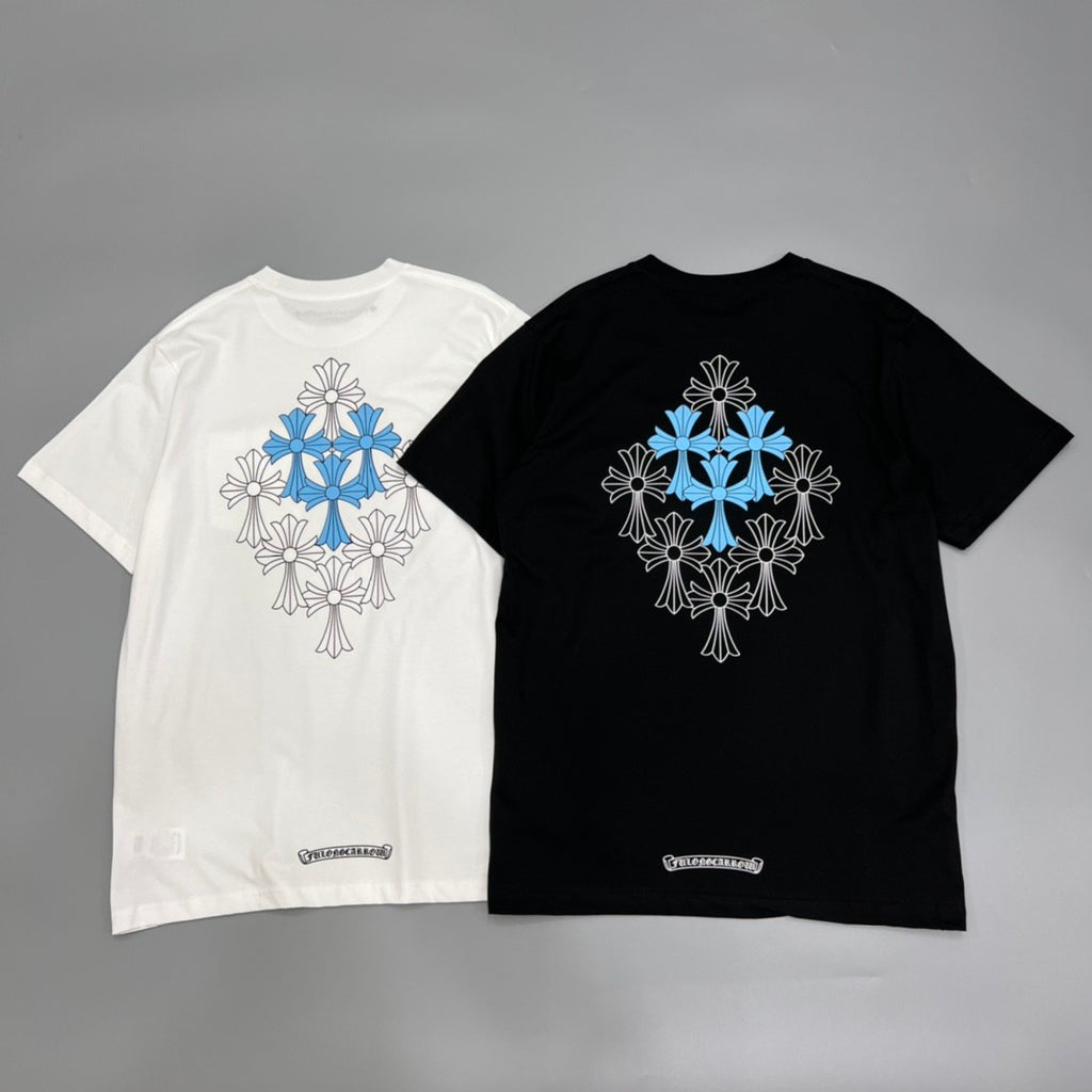 Chrome Hearts Men's and Women's Summer Neckline Sanskrit Letter Round Neck Cotton Short Sleeve T-shirt #72261