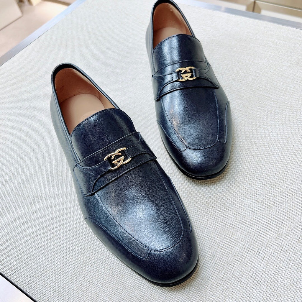 Gucci Men's & Women's Spring/Fall Fashion Casual Solid-Color Round-Toe Slip-On Leather Loafers Shoes #78667