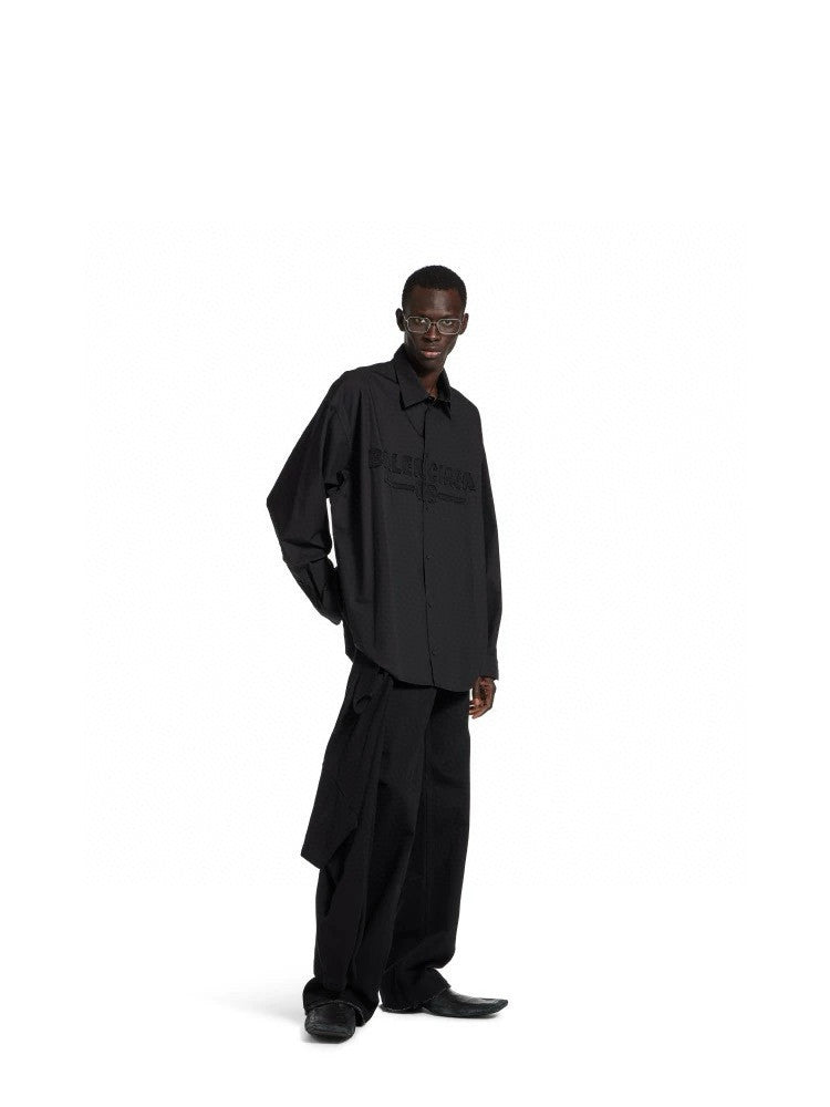 Balenciaga Men's Spring and Autumn Embroidered Letter Printed Solid Colour Single Breasted Long Sleeve Shirt #76942