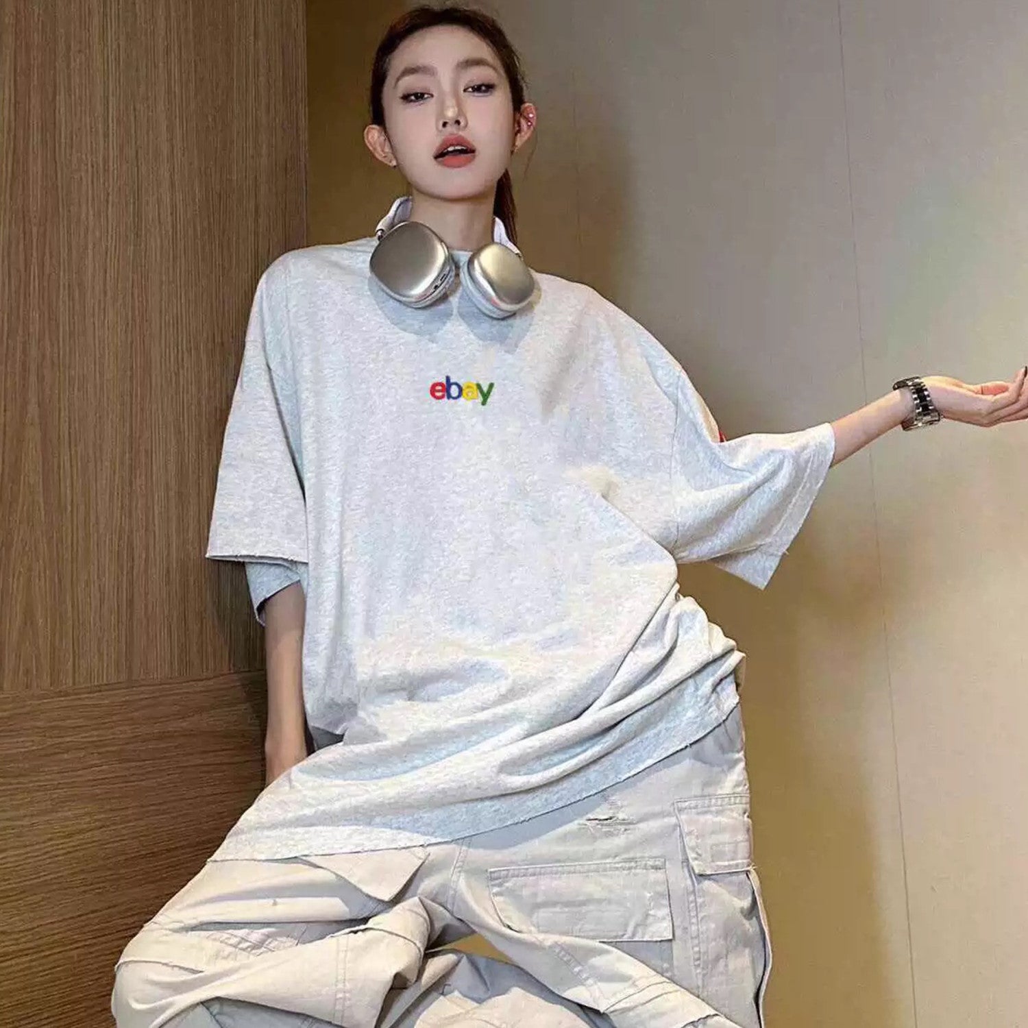 Balenciaga Men's And Women's Spring/summer Fashion Embroidery Letters Retro High Street T-shirt Short Sleeved Top Ngvp #8165