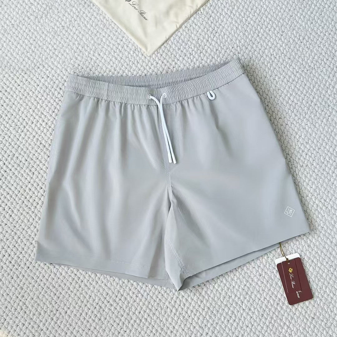 Loro Piana Men's Summer Solid Color Elastic Waist Tie Casual Comfortable Shorts #75521