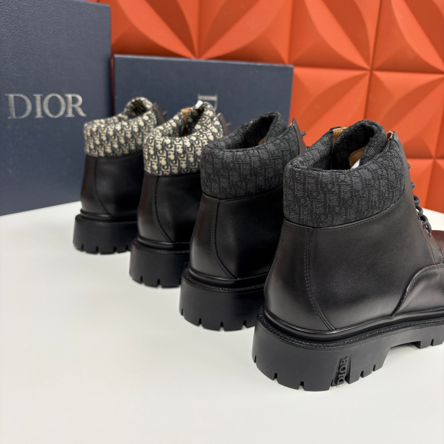 DIOR Dior Explorer III Ankle Boot Black Smooth Calfskin and Black Dior Oblique Jacquard #336112
