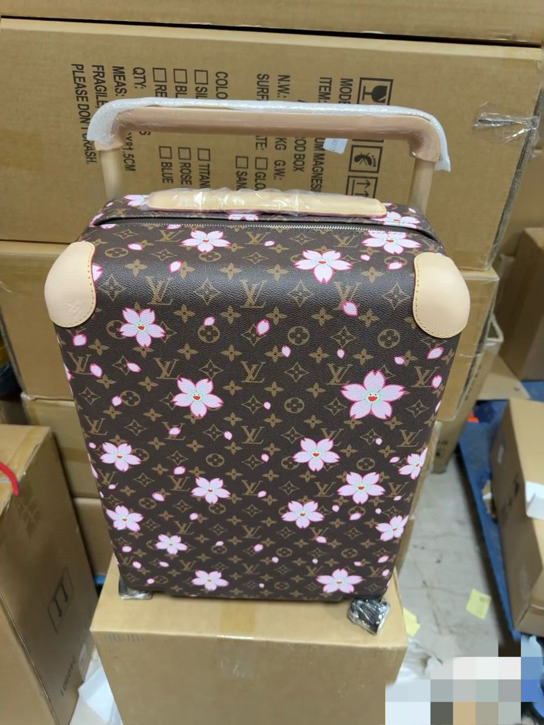 Louis Vuitton x Takashi Murakami Horizon Cherry Blossom Series 20-inch Luggage Coated Canvas Solid Color Travel Box Bag Bags M13788 #81581