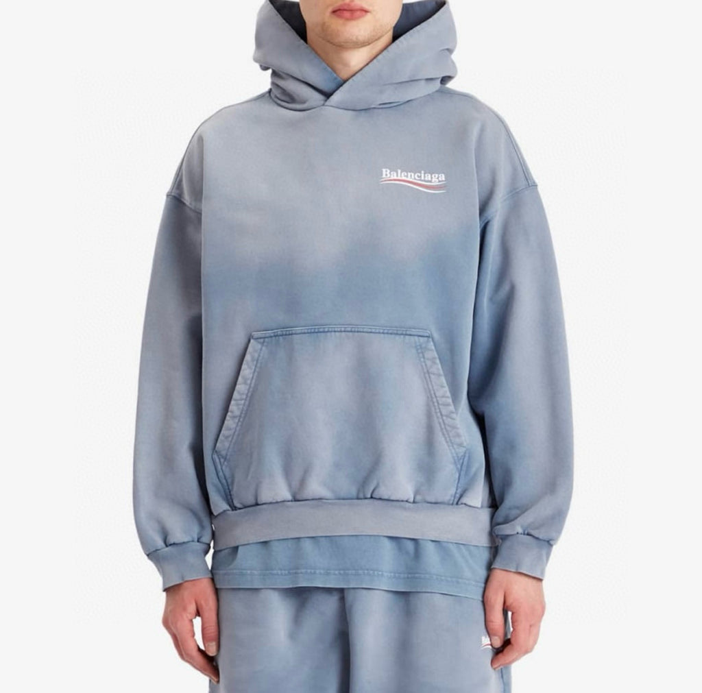 Balenciaga Men's Spring And Autumn Solid Color Washed Gradient Cotton Pullover Fitted Hooded Sweatshirt #71921