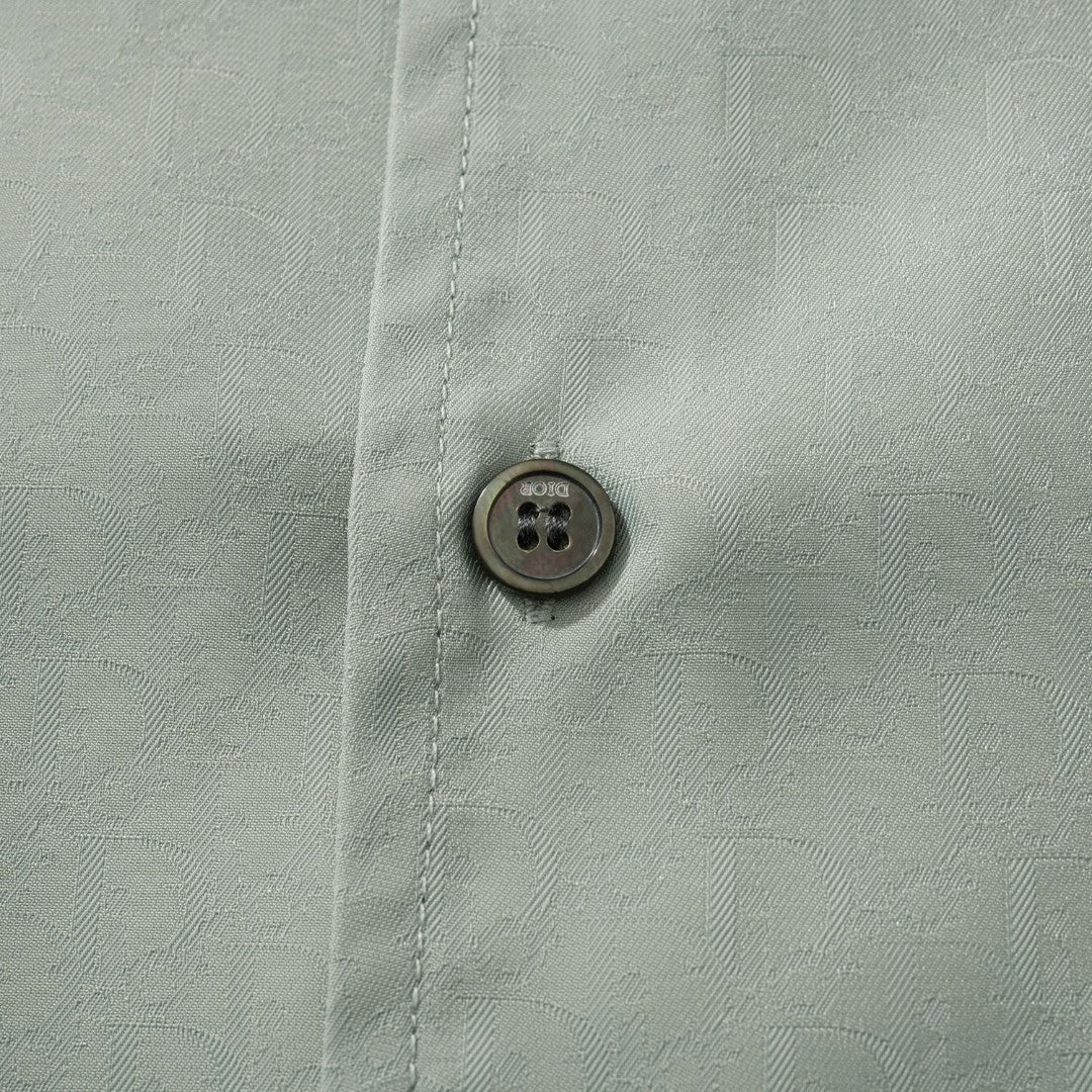 Dior Men's Summer Solid Color Letter Printed V-Neck Single Breasted Short Sleeve Shirt #76919