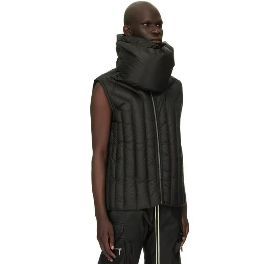 Rick Owens Men's And Women's Fall And Winter Quilted Design Down Jacket Bib Undershirt Jacket Zipper Black Trend Vest Jacket Ngvp #2612