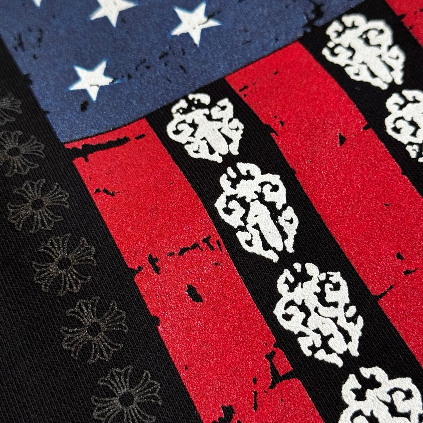 Chrome Hearts Distressed American Flag Zip Hooded Sweatshirt #336049