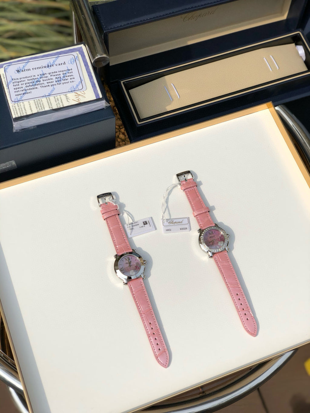 Chopard Women's Pink Strap Diamond Bezel Mechanical Watch #97727