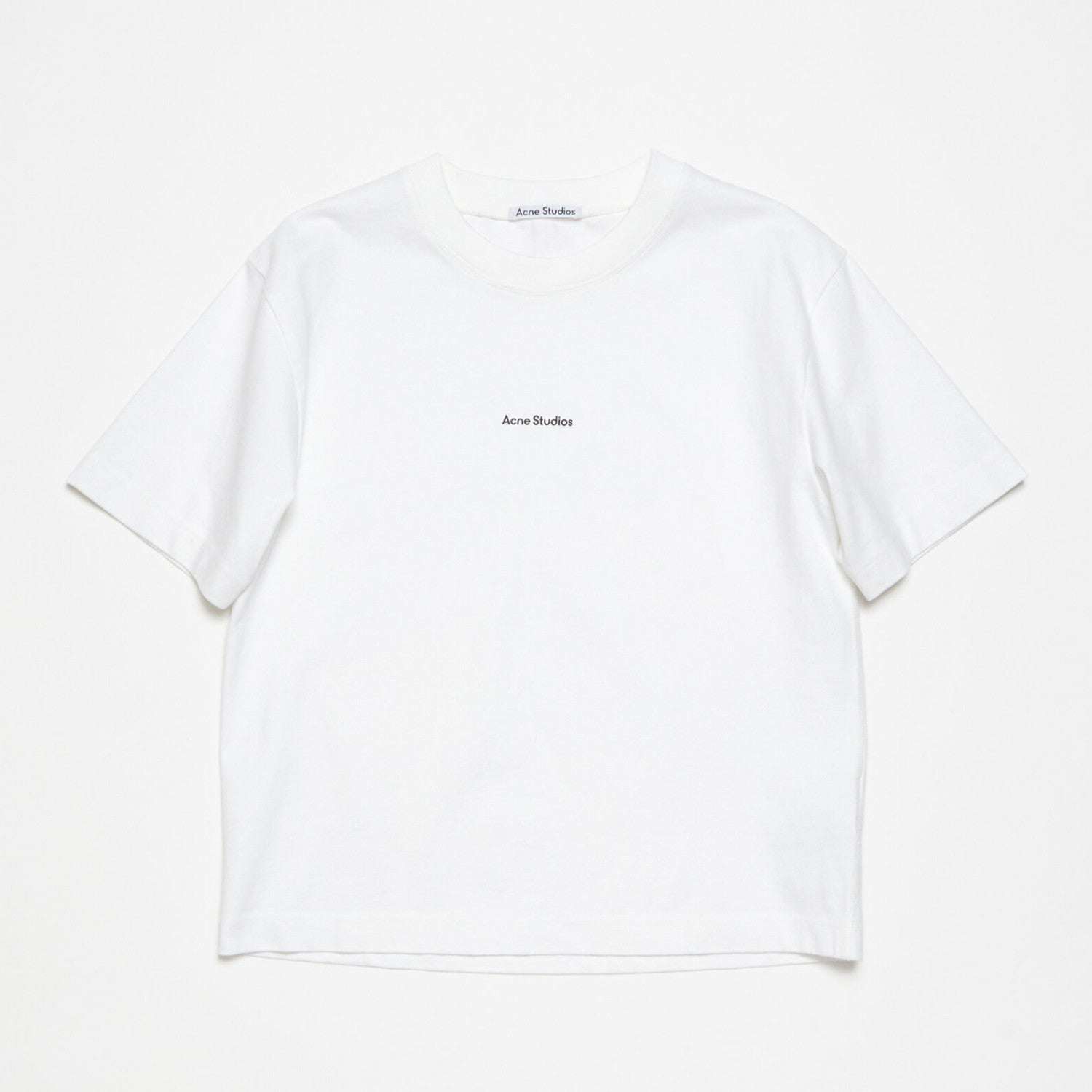 Acne Studios Men's Summer Solid Color Round Neck Pullover Loose Plain Knit Drop Shoulder Letter Short Sleeve T-Shirt #98369