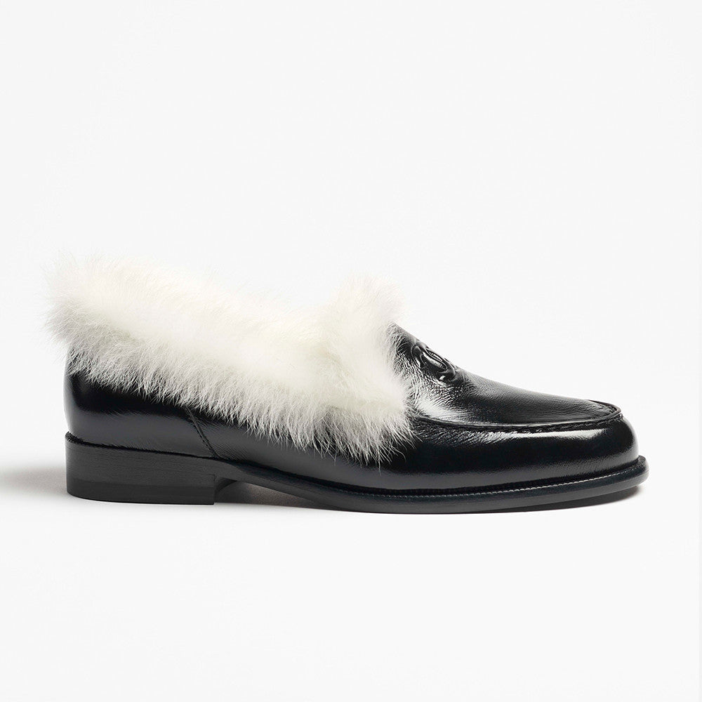 Chanel Moccasins Suede Kidskin Shearling Lambskin Brown #334371