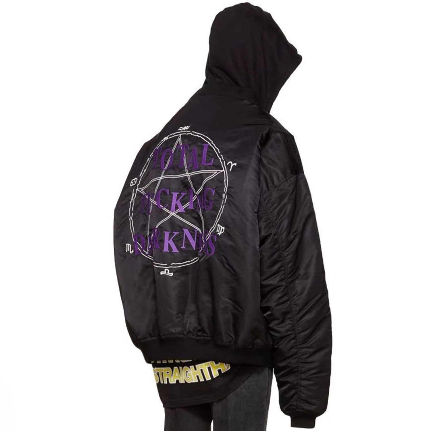 Vetements Men's Fall And Winter Black Embroidered Cotton Long Sleeve Loose Down Jacket Ngvp #6926