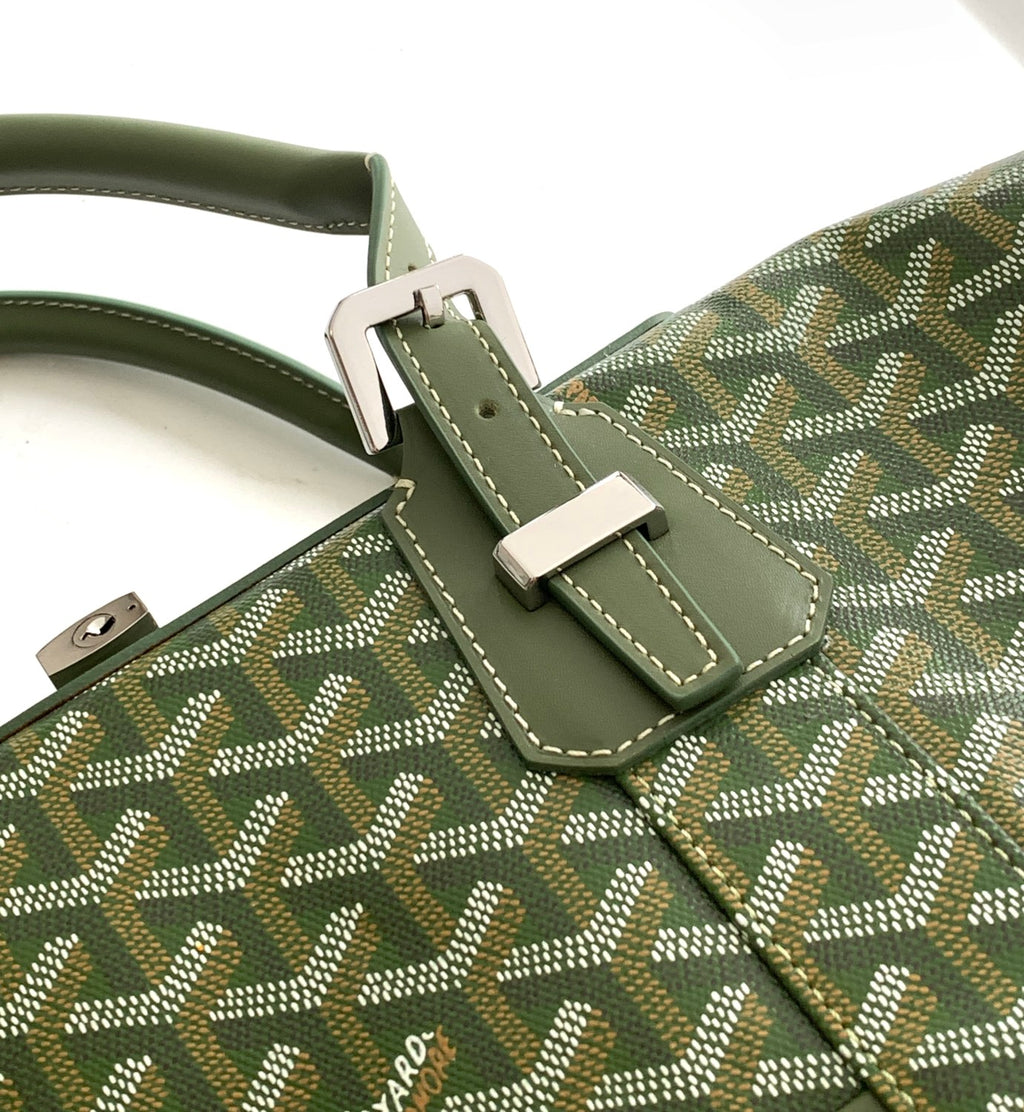 GOYARD Boston Men's And Women's Old Flower Full Print Canvas Collocation Cowhide Shoulder Cross Handbag Travel Bag Bags #76641