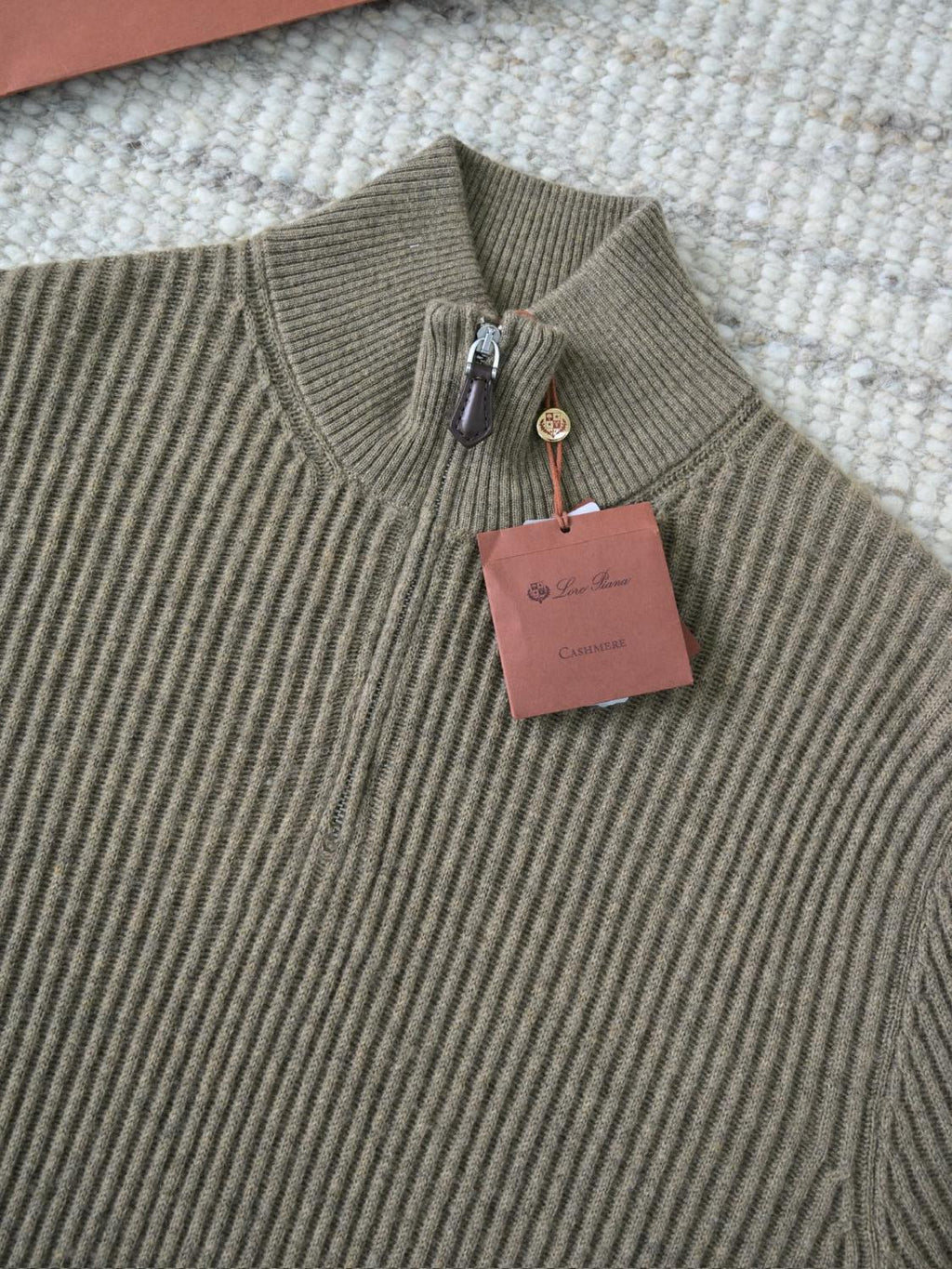 Loro Piana Plane Tree Men's Sweater Ribbed Turtleneck Half-zip Pullover Long-sleeved Cashmere Sweater #332989