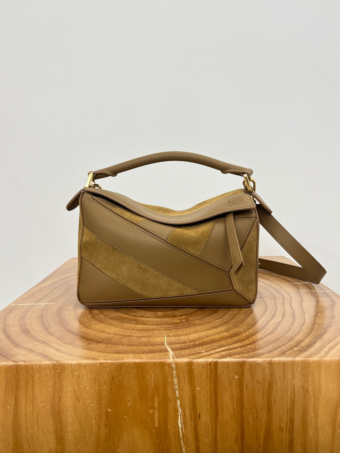 LOEWE Small Puzzle bag in classic calfskin suede Brown #335950