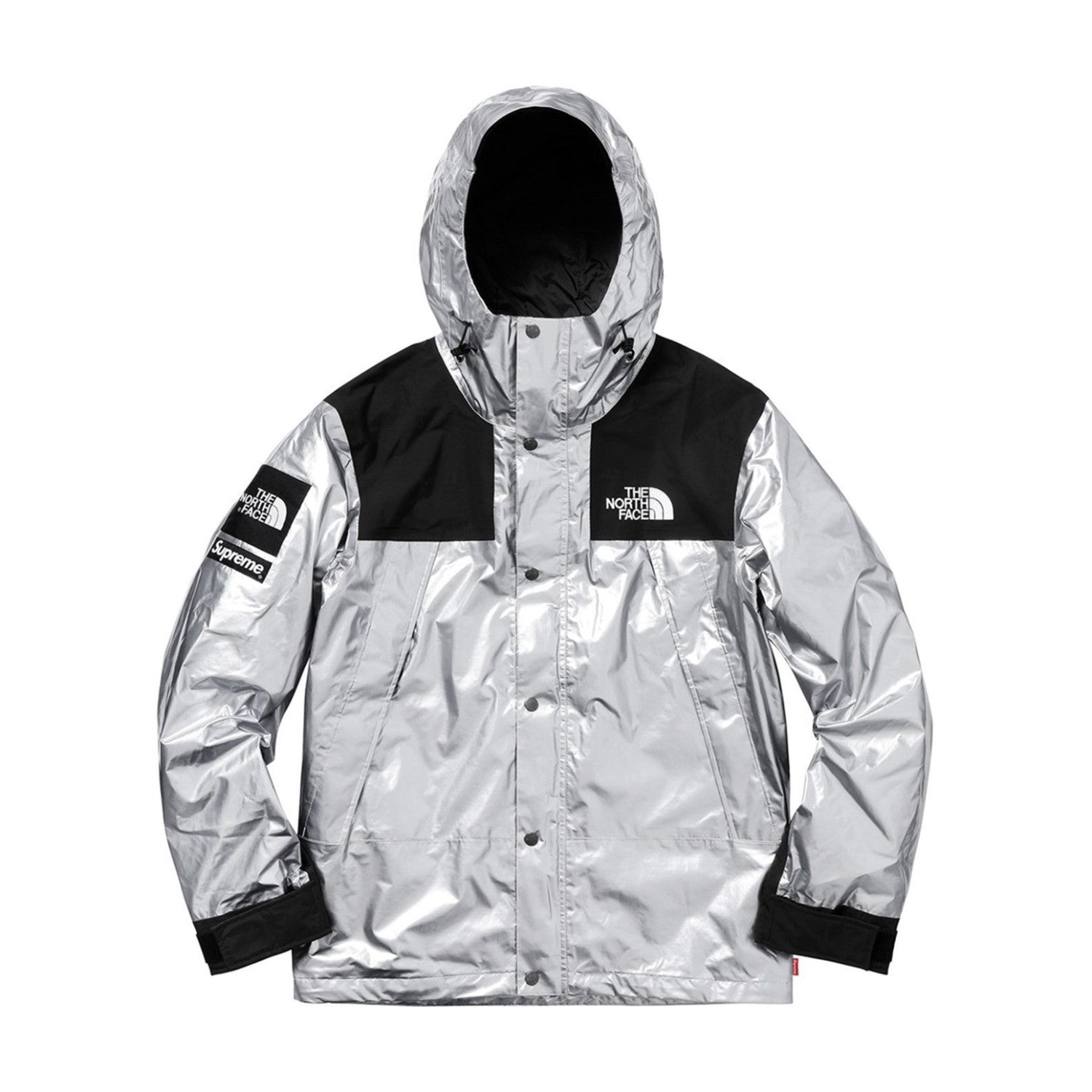 Supreme X The North Face Men's Winter Nylon Metallic Single Breasted Zip Hooded Jacket Bib Pants Overall Set Suit #97741